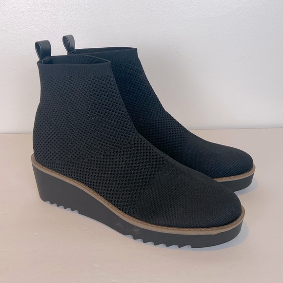 Bandolino Shoes - Bandolino Knit Ankle Boots Size 9M Pull On Wedge Stretch Flex Women's Black
